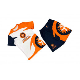 Набор майка/шорты (5 комлпектов) UWW (TR)2007 взрослый, белый/оранжевый (S-XXL)