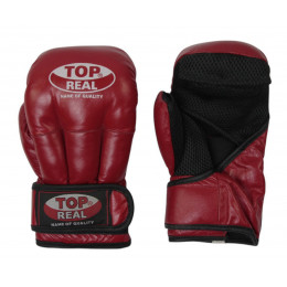 Перчатки для рукопашного боя TOP REAL, кожа, красные, 10 oz