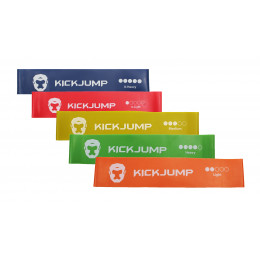 Комплект резинок для фитнеса Kick Jump (5 шт), зеленый, желтый, синий, красный, черный