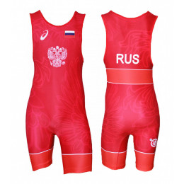 Трико борцовское ASICS (SINGLET)RUS, красное, 7XS