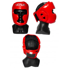 Шлем боксерский тренировочный VENUM(реплика), закрытый, красный, DX, (L)
