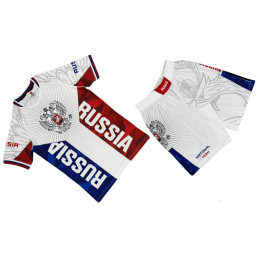 Набор майка/шорты (5  комлпектов) RUSSIA(TR)3010 детский, белый 140(7-8л)-XS(9-10л)