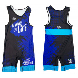 Трико борцовское RUDIS(PRINT) модель №1, синее, XL