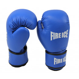 Перчатки боксерские FIREICE, кожа, синие, 12 OZ