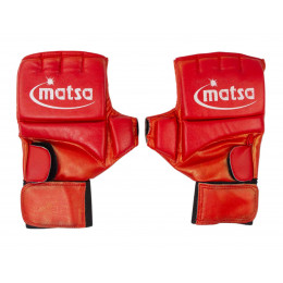 Перчатки тренировочные MATSA MMA, кожзам, красные, L