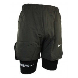 Спортивные мужские шорты для бега NIKE(2 в 1), хаки, (XXL)