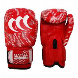 Перчатки боксерские MATSA, PVC, (6 OZ), белый/красный