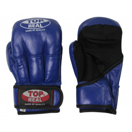 Перчатки для рукопашного боя TOP REAL, кожа, синие, 10 oz