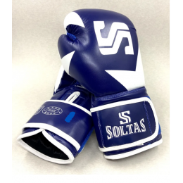 Перчатки боксерские SOLTAS THAI MODEL, материал FLEX, цвет синий белый, 16 OZ (унций)