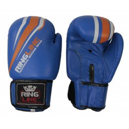 Перчатки боксерские RINGE LINE, кожа, синие, 12 OZ