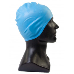 Шапочка для плавания CONQUEST A-5, силиконовая с впадинами для ушей, голубая