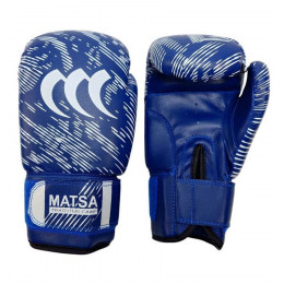 Перчатки боксерские MATSA, PVC, (8 OZ), синий/белый