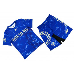 Комплект шорты/футболка (2) WRESTLING 12052, взрослый, синий, (XXL)