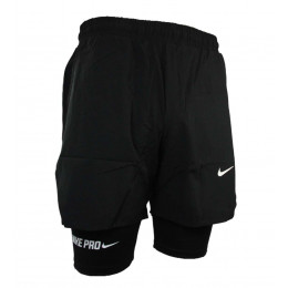 Спортивные мужские шорты для бега NIKE(2 в 1), черные,(S)