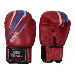 Перчатки боксерские RINGE LINE, кожа, красные, 12 OZ