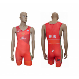 Трико борцовское ALROSA(ASICS) NEW, красное, 3XL