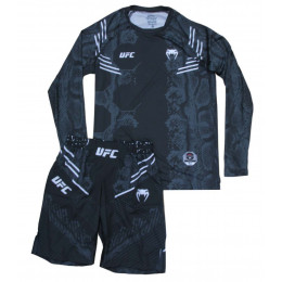 Комплект шорты/рашгард(2) VENUM UFC(NEW MODEL) 030, взрослый, черный/зеленый, (S)