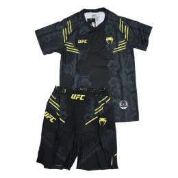 Комплект шорты/футболка (2) VENUM UFC(NEW MODEL), взрослый, черный/зеленый/золотой, XS